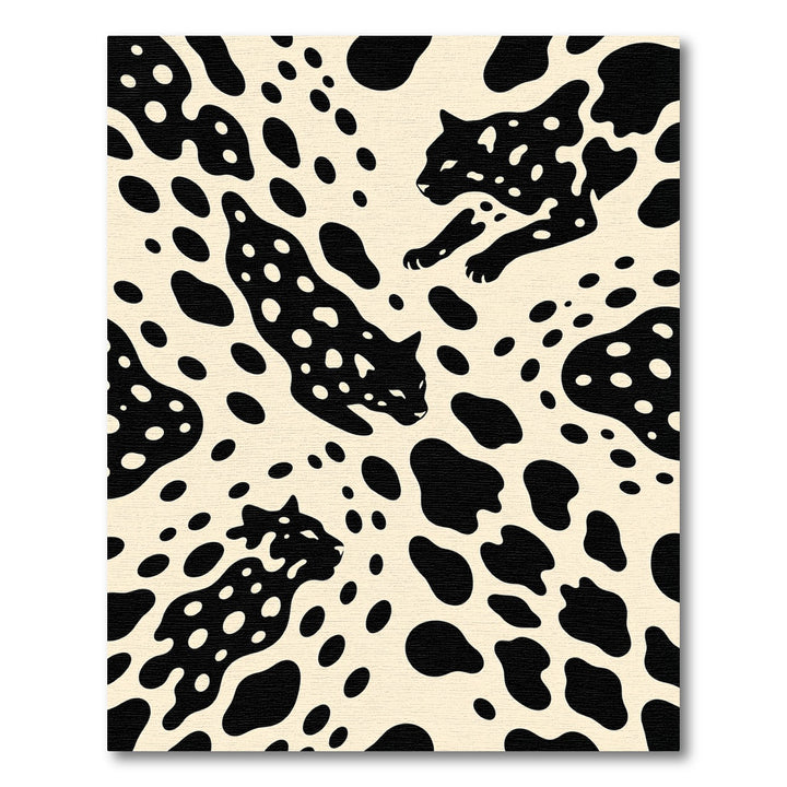 Black Spotted Leopard Animal Print Rug