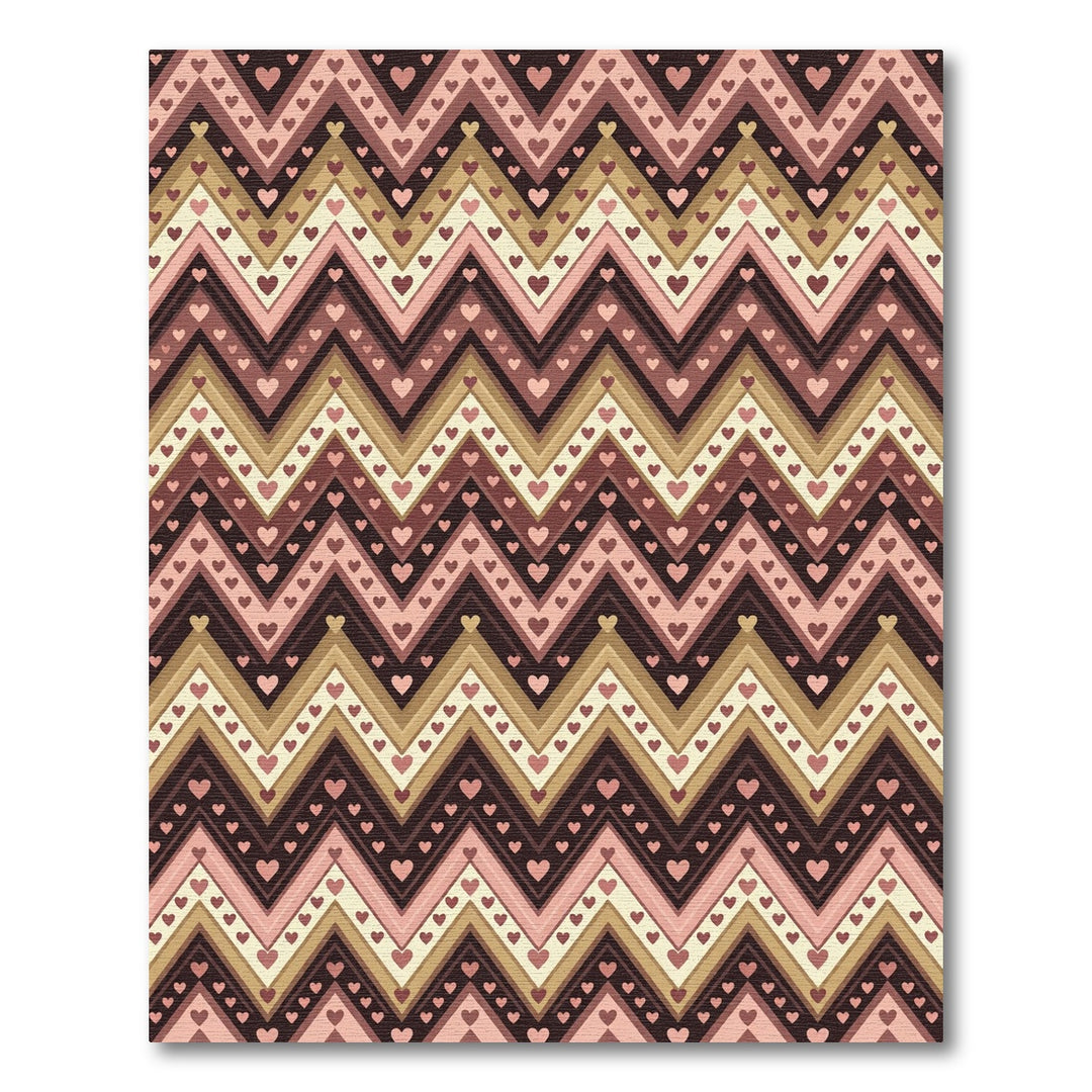 Chevron Heart Romantic Stripes Rug