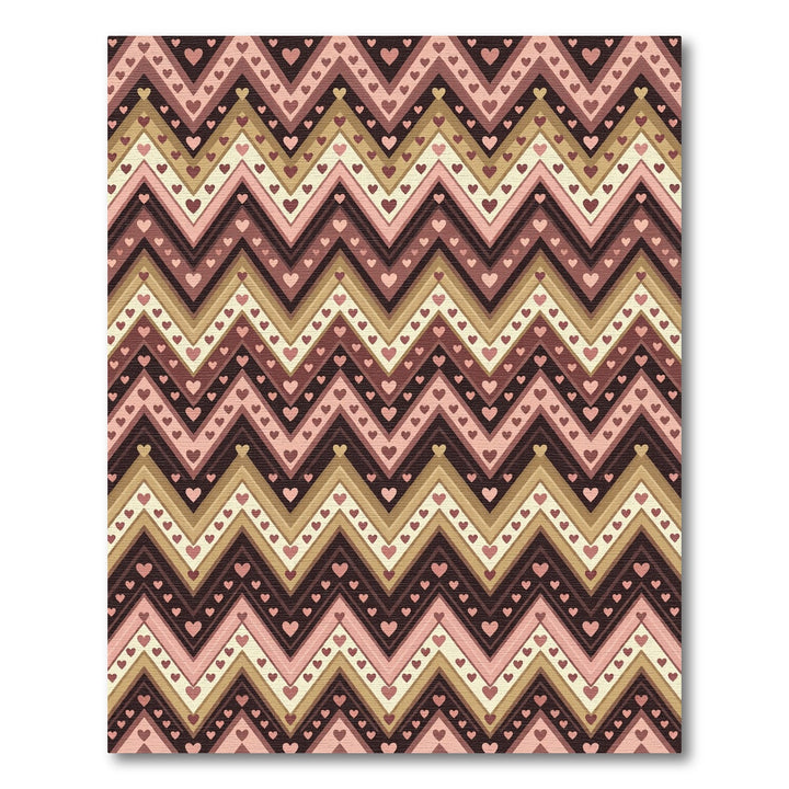 Chevron Heart Romantic Stripes Rug