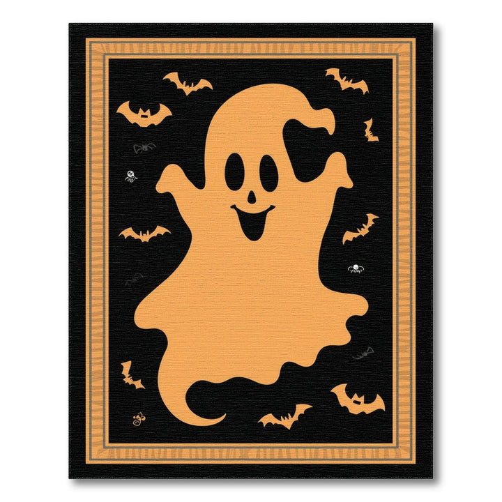 Kids Cartoon Orange Ghost Halloween Area Rug