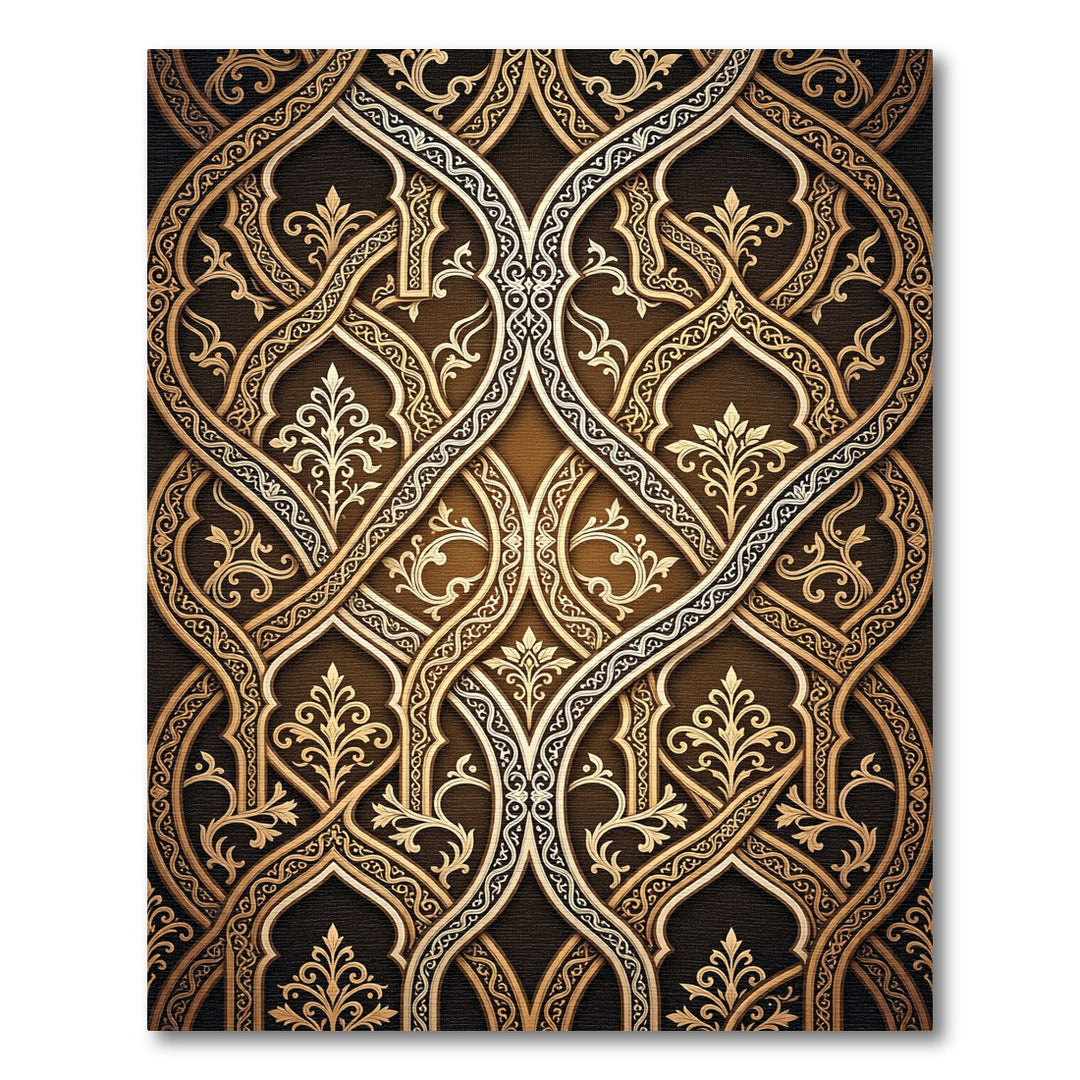 Golden Arabesque Intertwined Arch Rug