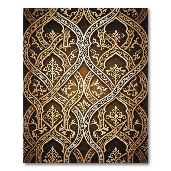 Golden Arabesque Intertwined Arch Rug