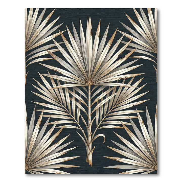 Luxurious Gold Palm Frond Botanical Rug