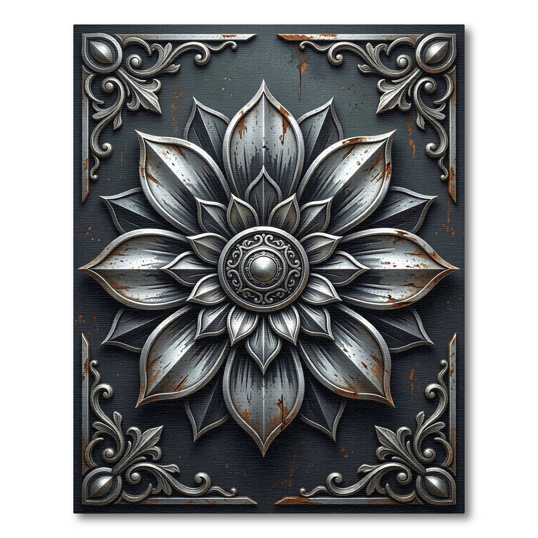 Ornate Metal Flower Rug