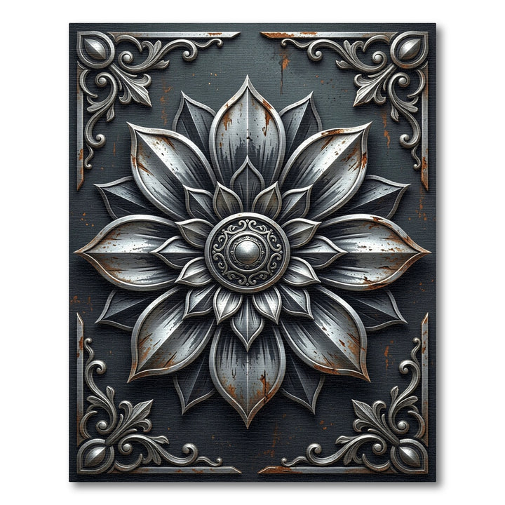 Ornate Metal Flower Rug