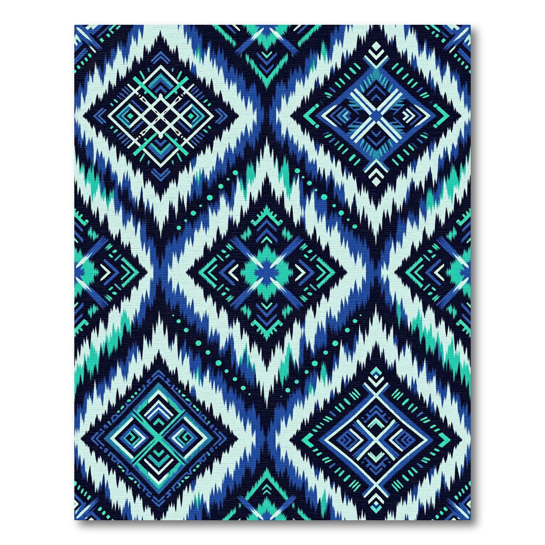 Bold Blue Teal Diamond Chevron Rug