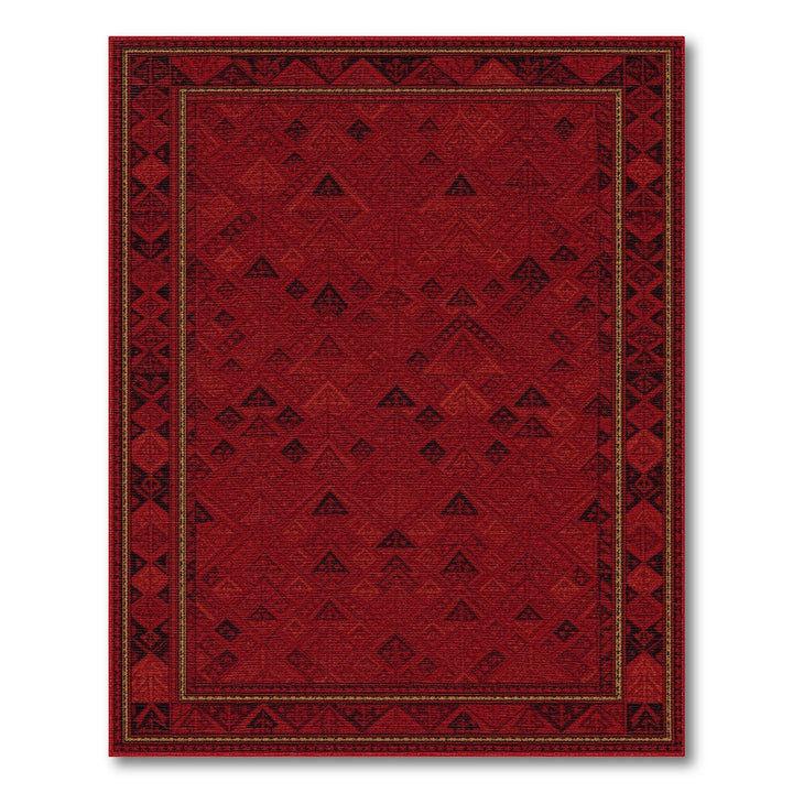 Deep Red Geometric Heritage Tribal Area Rug