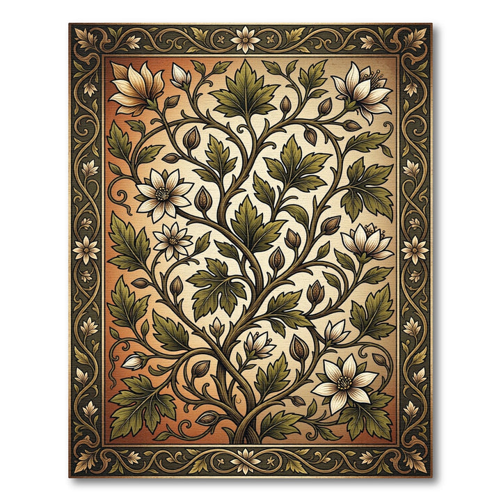 Vintage Ivory Floral Vine Arabesque Rug