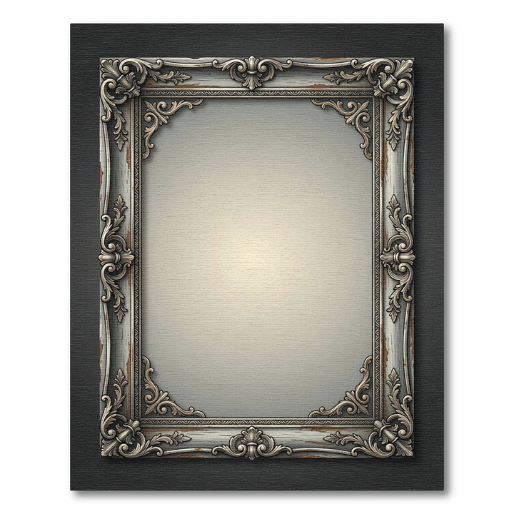 Ornate Vintage Silver Wood Frame Rug