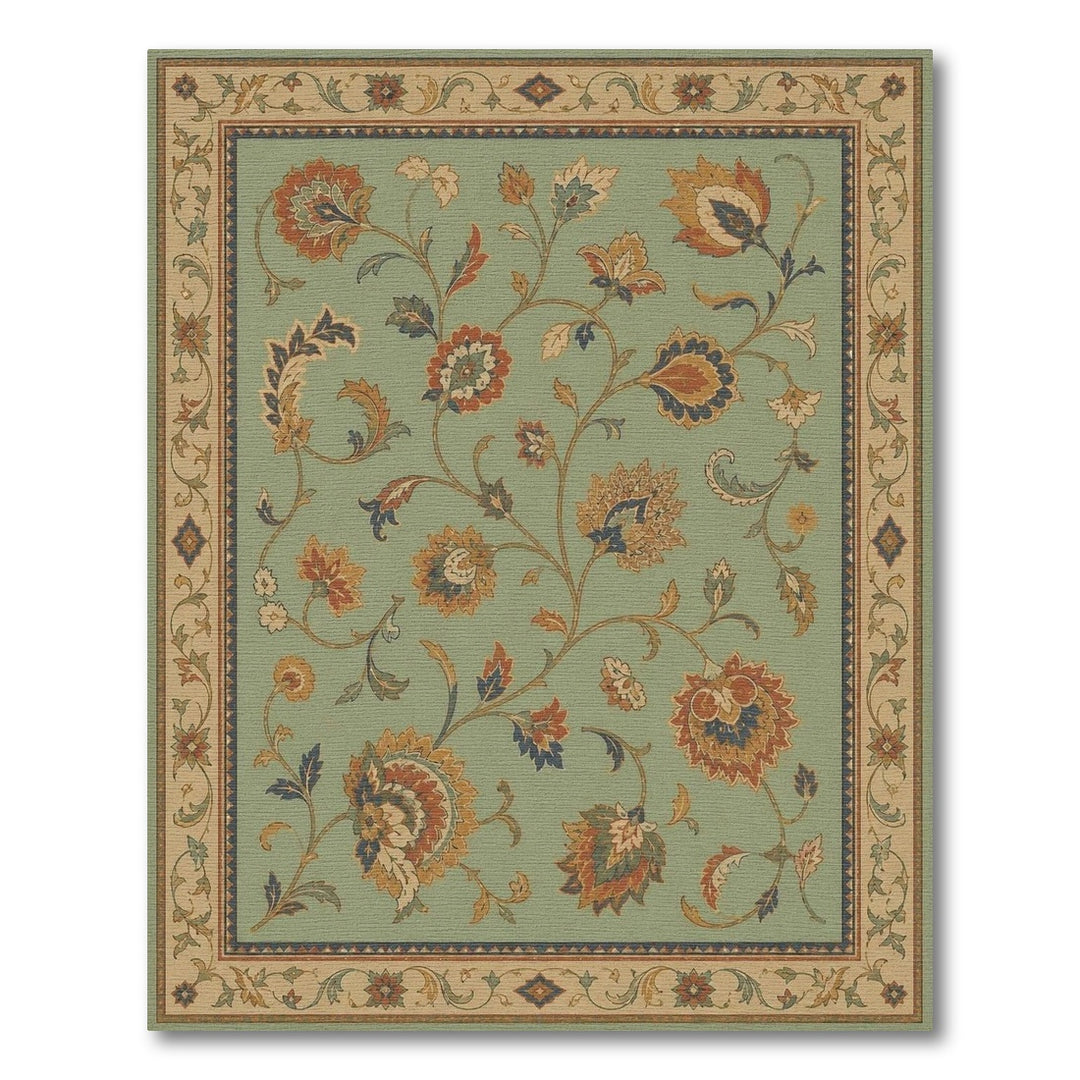 Blue and Teal Vintage Teal Floral Area Rug