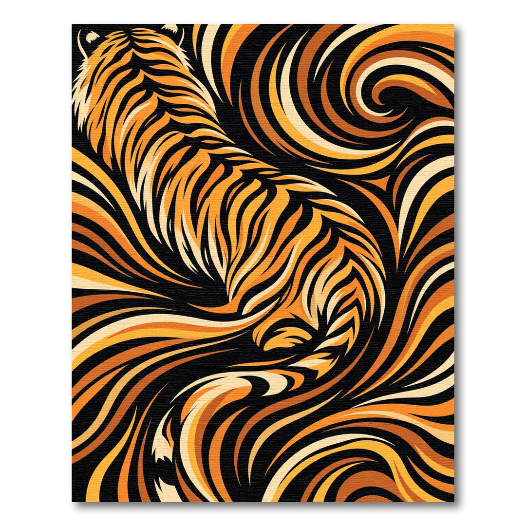 Bold Orange Tiger Swirl Art Rug