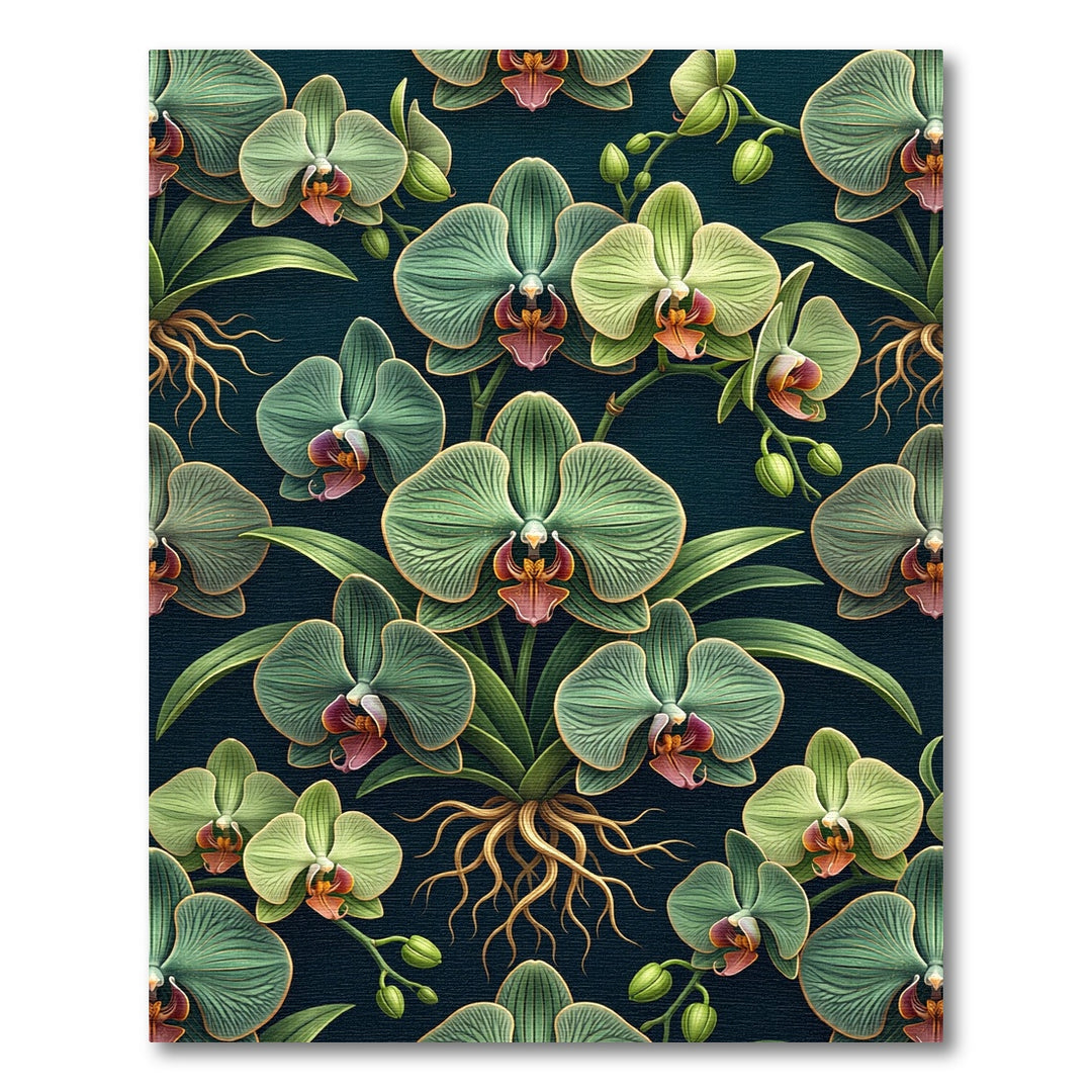 Green Orchid Bloom Botanical Tapestry Rug