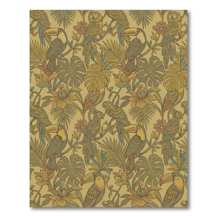 Tropical Toucans Parrots Floral Jungle Rug