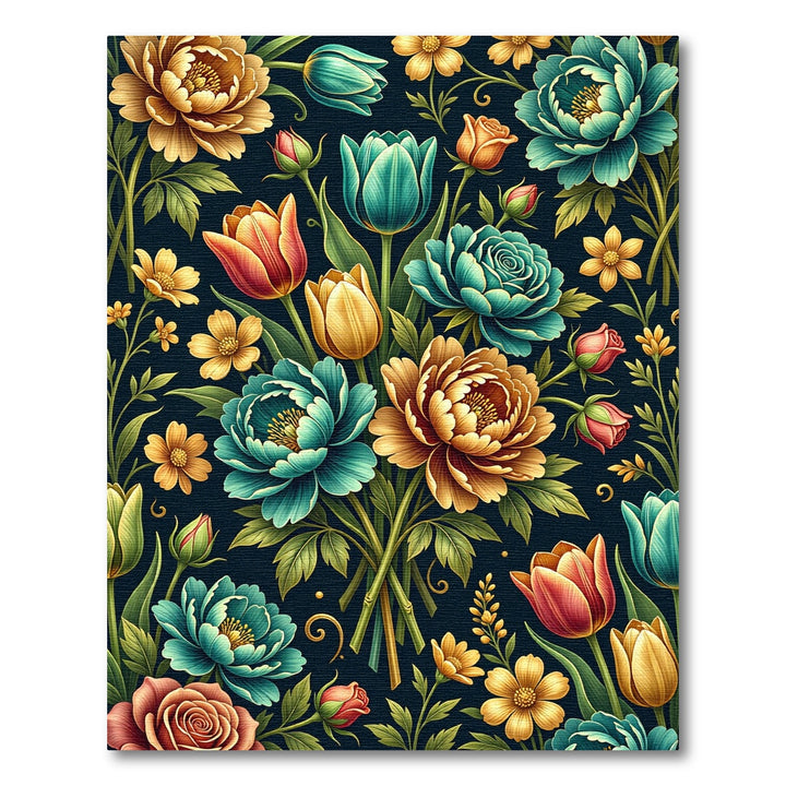 Victorian Turquoise Floral Garden Rug