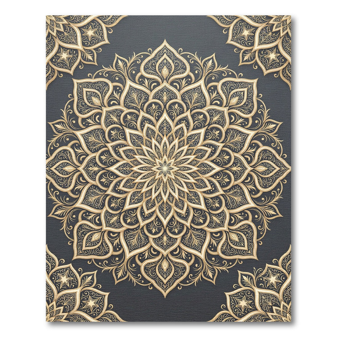 Golden Floral Mandala Rug