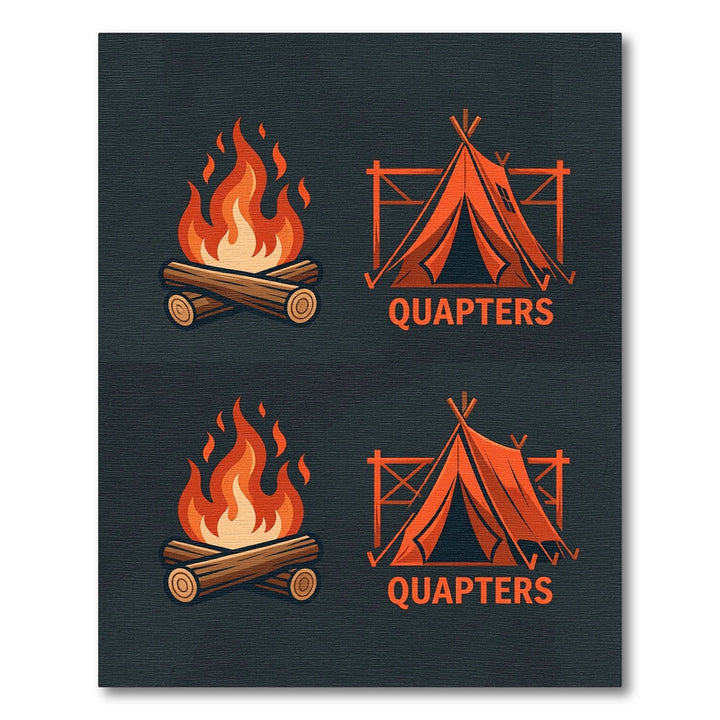 Vintage Orange Camping Tent Bonfire Rug