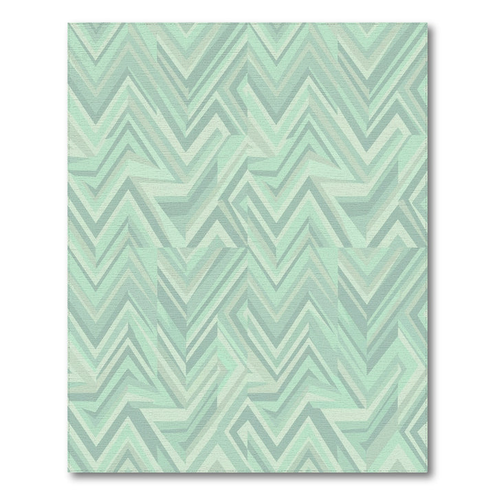 Abstract Mint Green Chevron Rectangles Rug