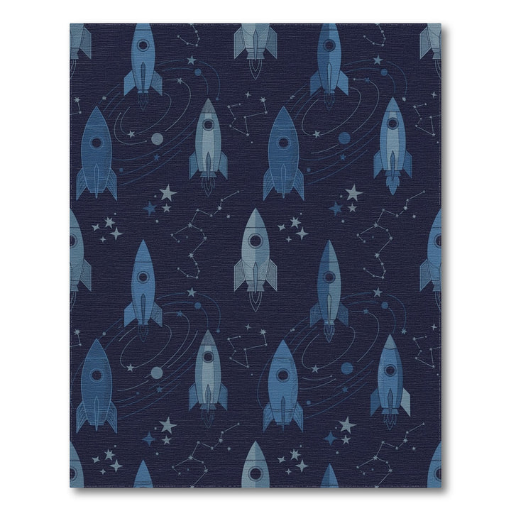 Deep Blue Rocket Constellation Space Rug