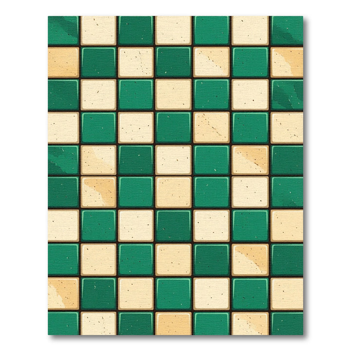 Emerald Cream Checkered Squares Rug