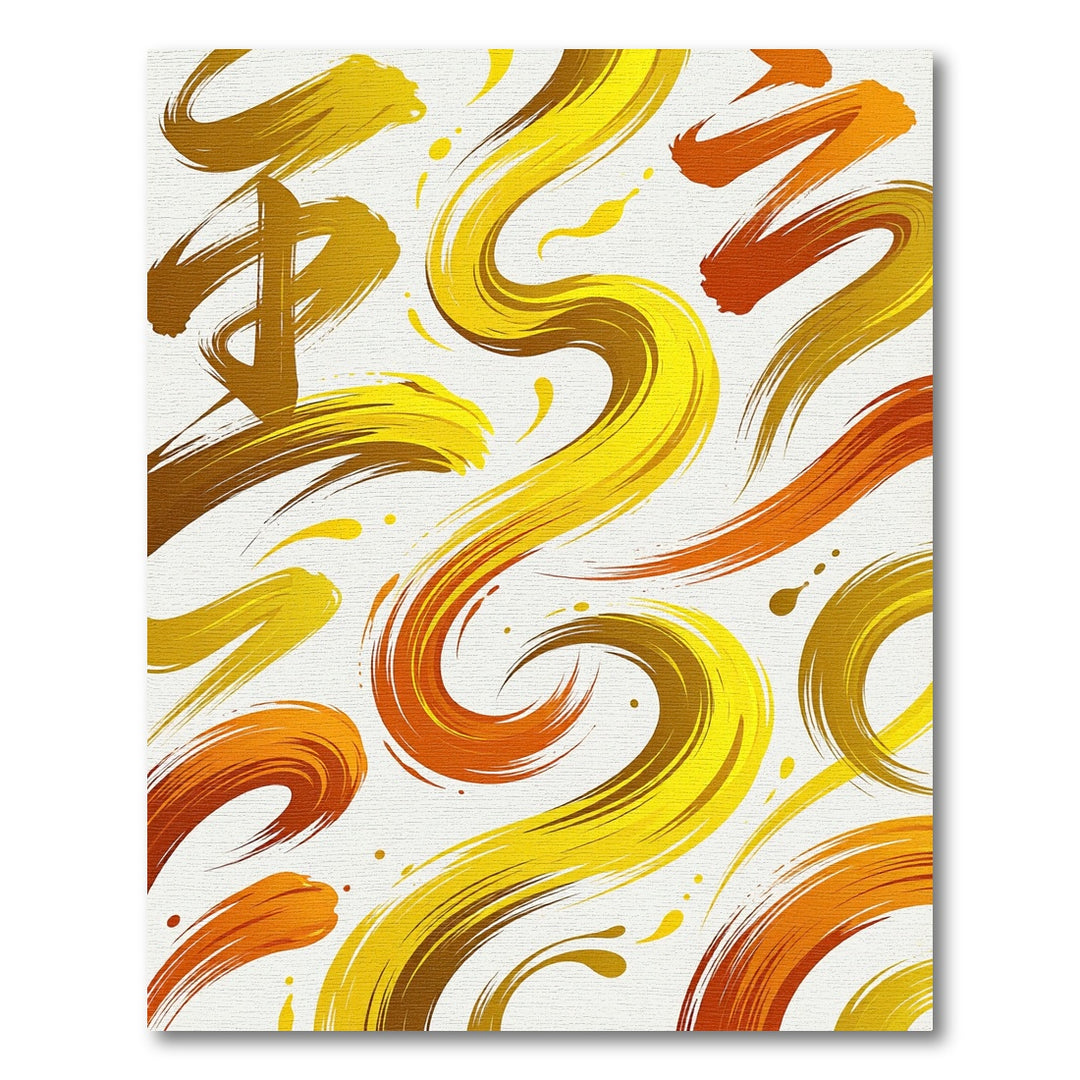 Golden Yellow Brushstroke Swirl Rug