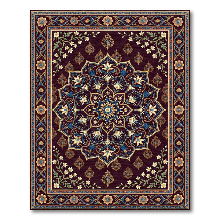 Rich Burgundy Floral Mandalas Rug