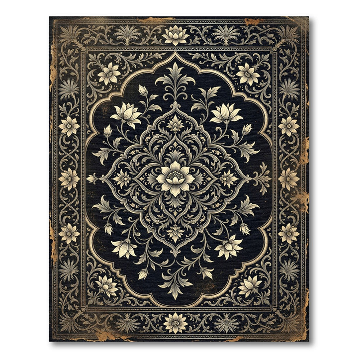Elegant Noir Blossom Artistry Rug
