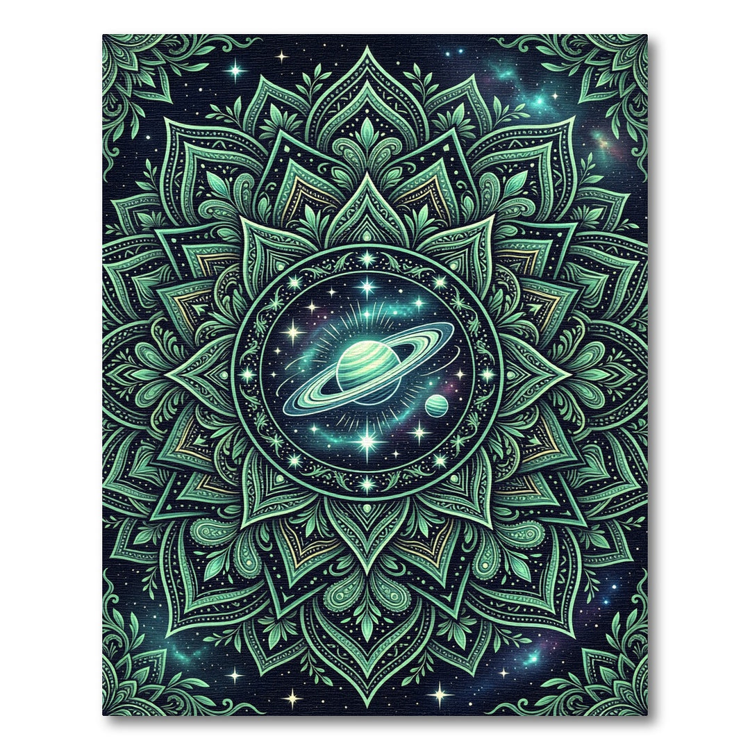 Emerald Nebula Cosmic Mandala Rug