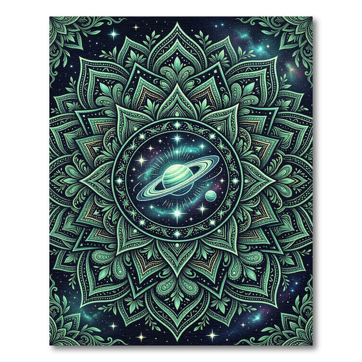 Emerald Nebula Cosmic Mandala Rug