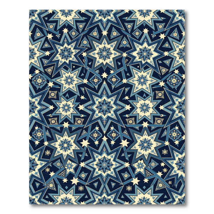 Deep Blue Starburst Floral Geometric Rug
