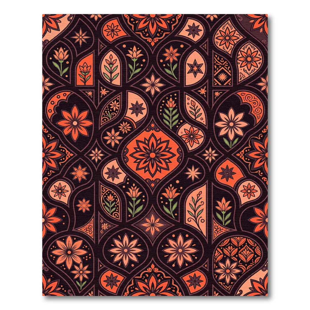 Orange Floral Arch Mandala Rug