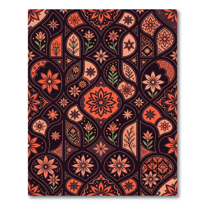 Orange Floral Arch Mandala Rug