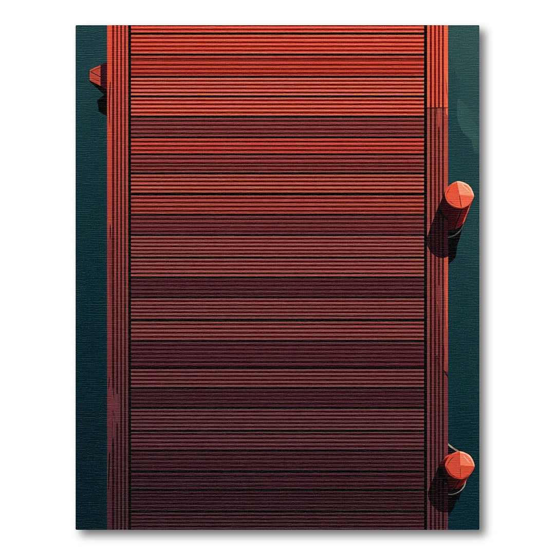 Sunset Ombre Wooden Dock Lines Rug