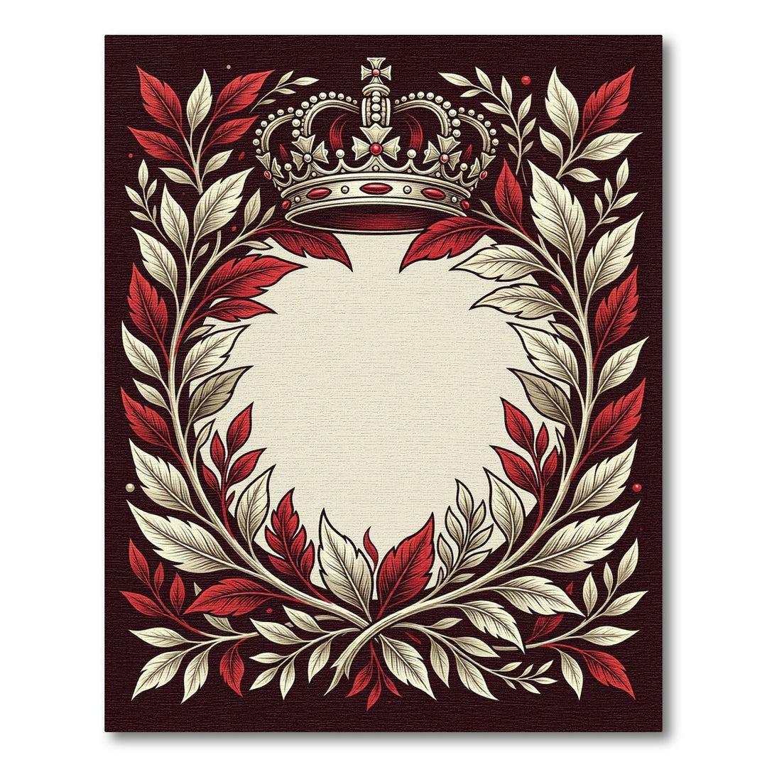 Regal Crown Red Cream Leaf Wreath Rug