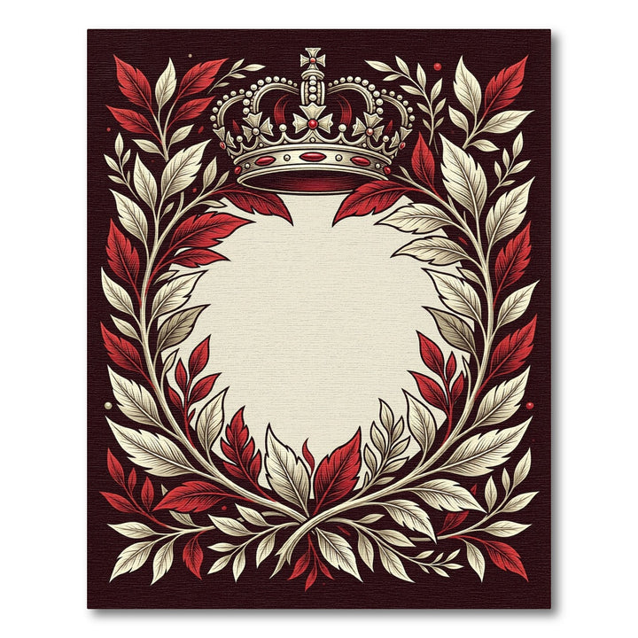 Regal Crown Red Cream Leaf Wreath Rug