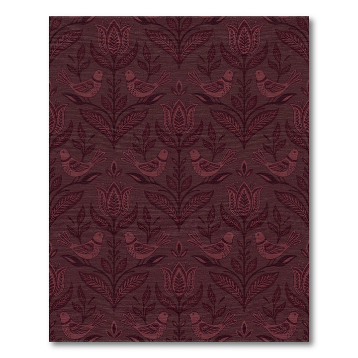 Deep Crimson Bird Floral Medallion Rug
