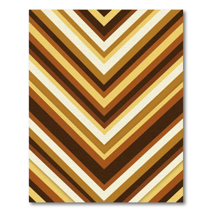 Retro Chevron Brown Yellow Cream Rug