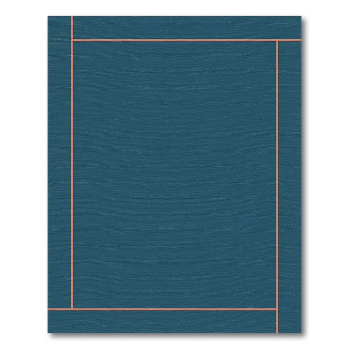 Deep Teal Orange Line Border Rug