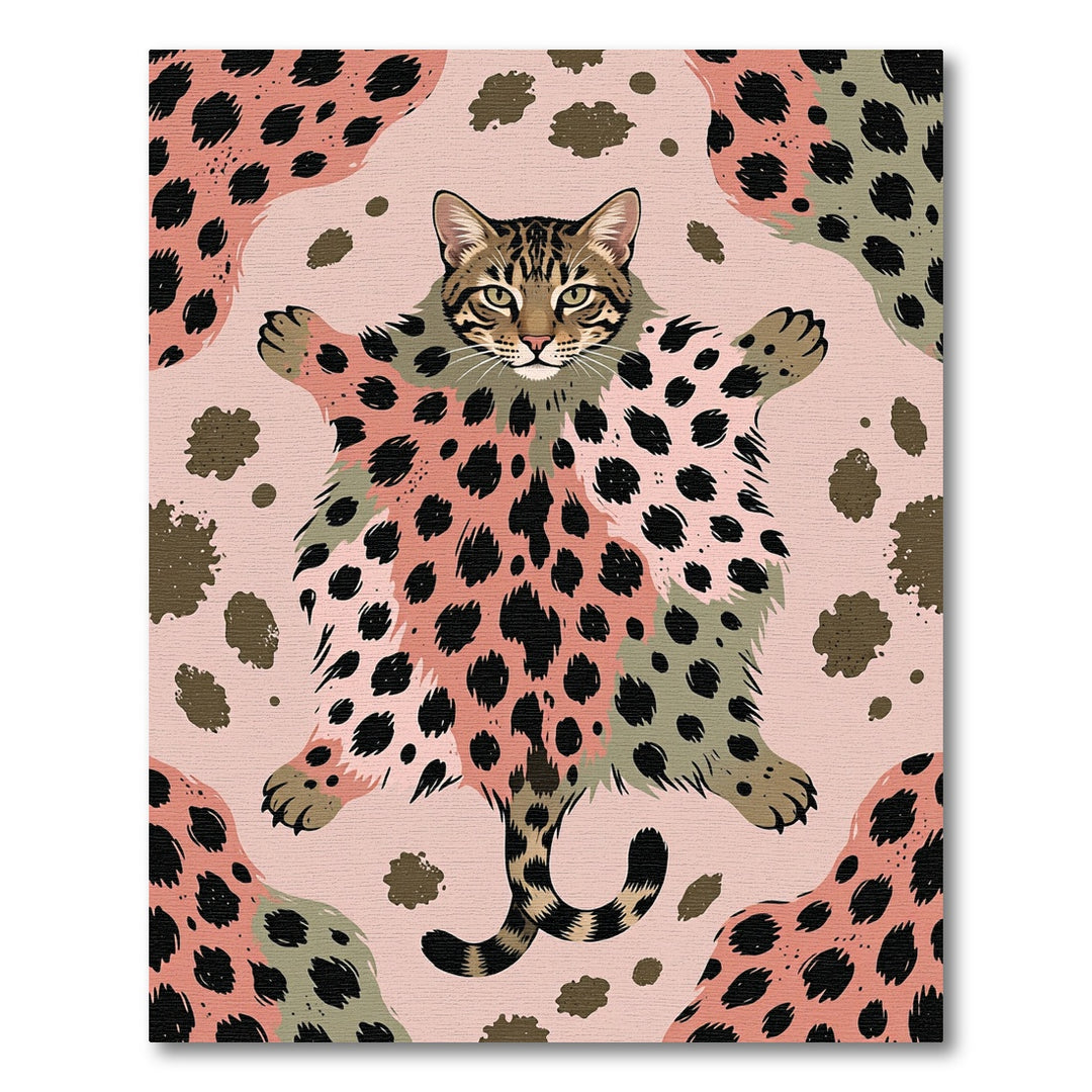 Wild Cat Spots Pink Olive Area Rug