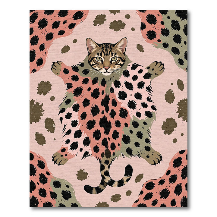 Wild Cat Spots Pink Olive Area Rug