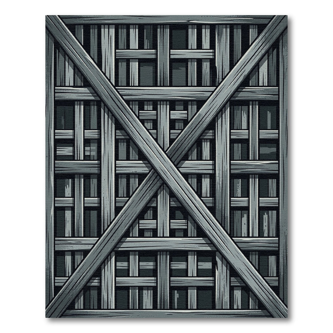Gray Wooden Crate Lattice Rug