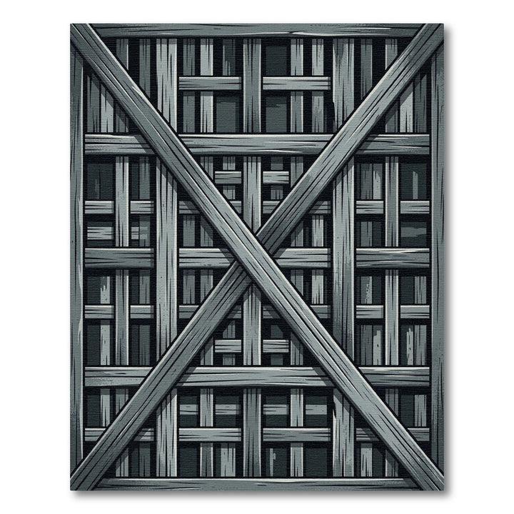 Gray Wooden Crate Lattice Rug