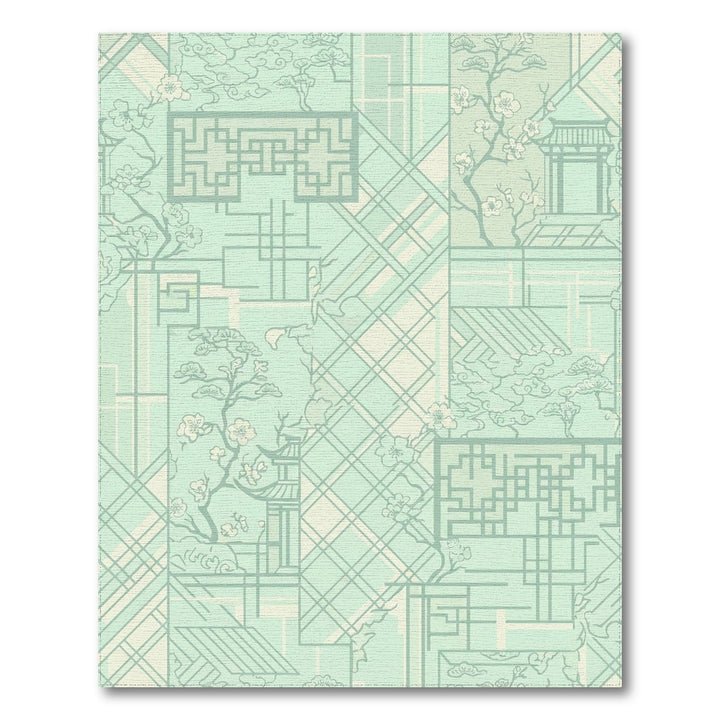 Pastel Pagodas Blossom Geometric Collage Rug