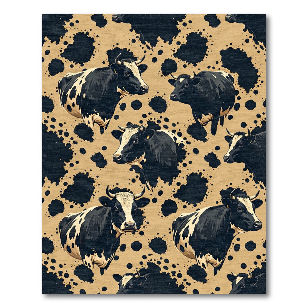 Black White Cow Splatter Pattern Rug