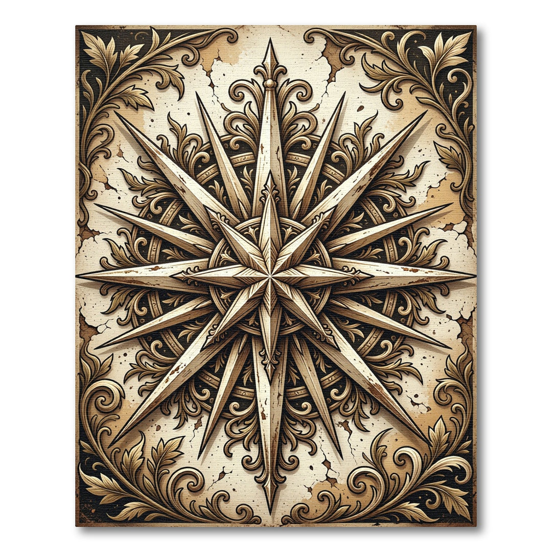 Antique Gold Starburst Traditional Rug
