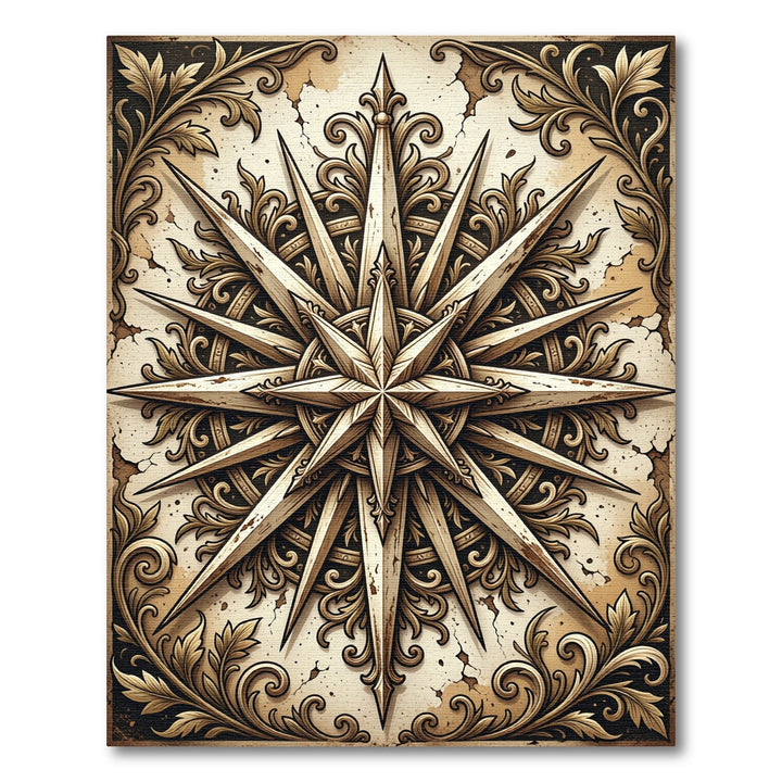 Antique Gold Starburst Traditional Rug