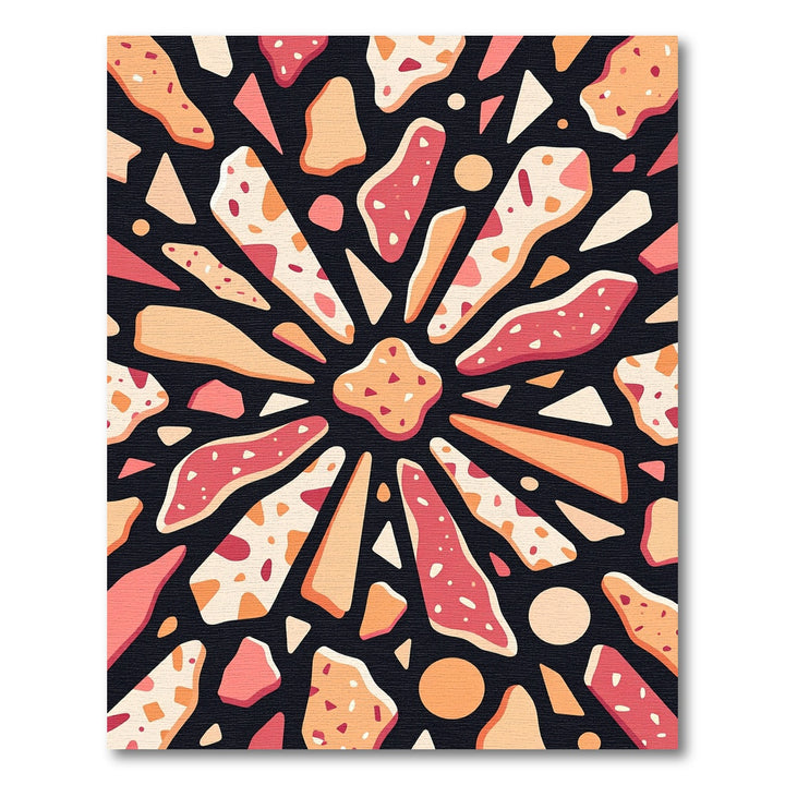 Abstract Coral And Ochre Fragments Rug