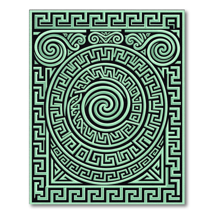 Mint Green Labyrinth Maze Swirl Rug