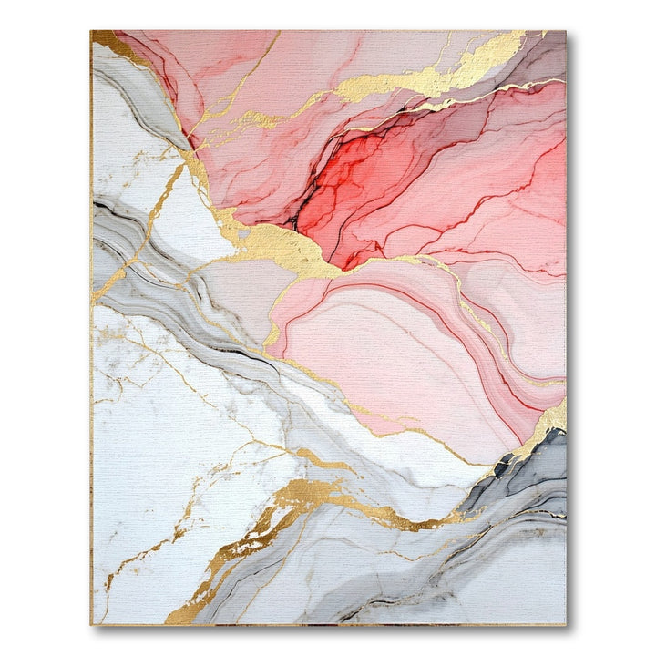 Gold Pink Gold Marble Abstract Area Rug