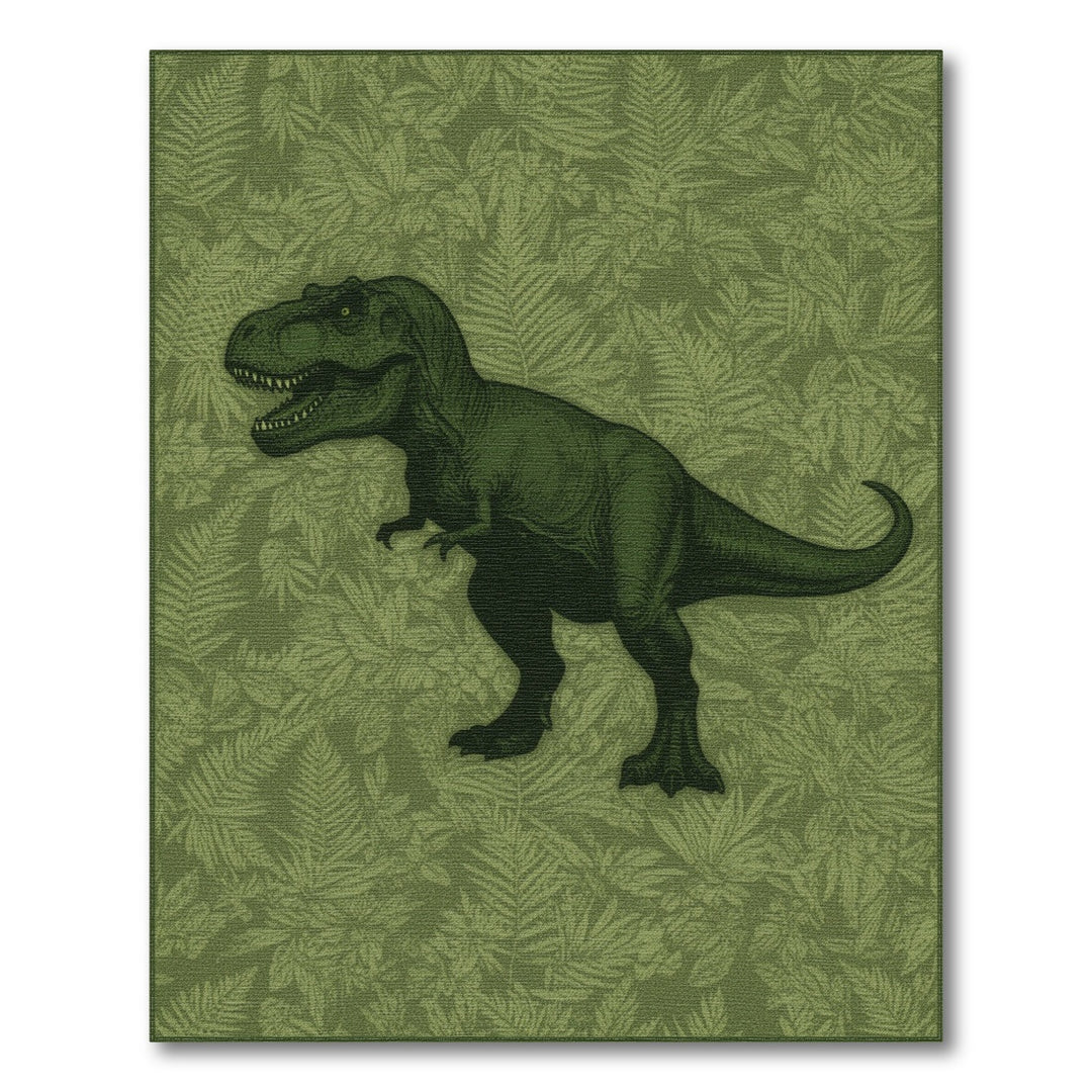 Green T-Rex Dinosaur Area Rug