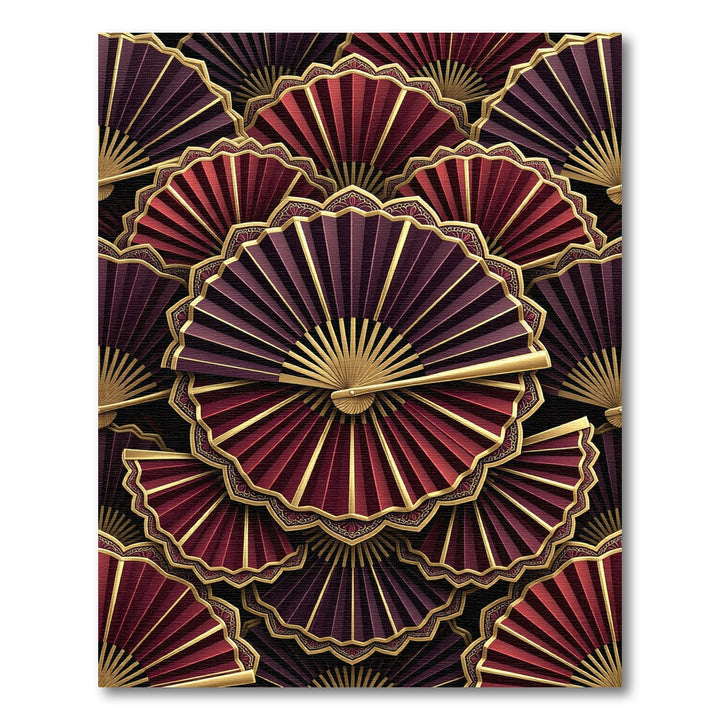 Regal Burgundy Gold Fan Mandala Rug